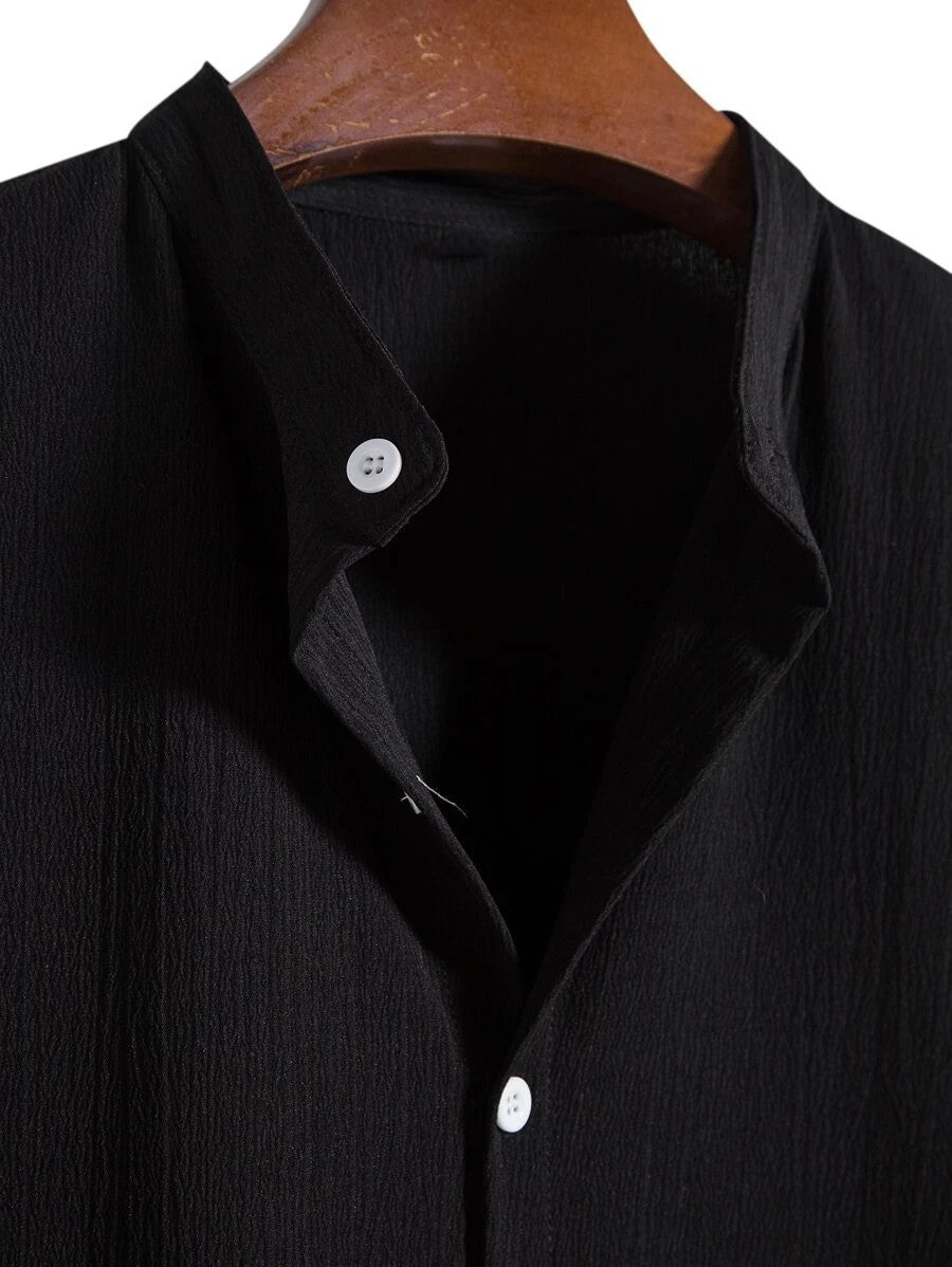 Men’s Grandad Collar Short Sleeve Shirt – Santorini Shirt