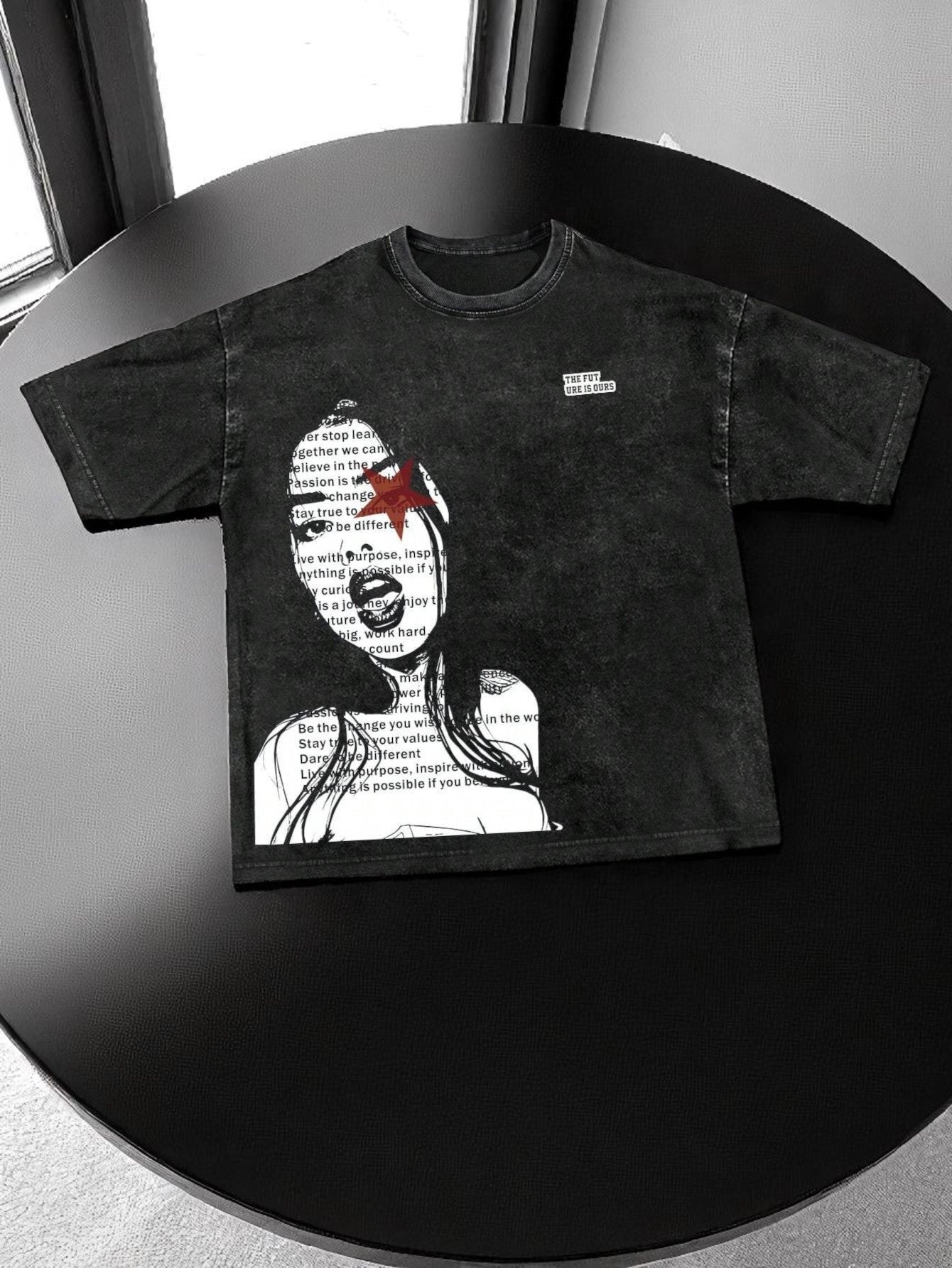 Men’s Oversized Distressed T-Shirt – Futury Lady T-Shirt