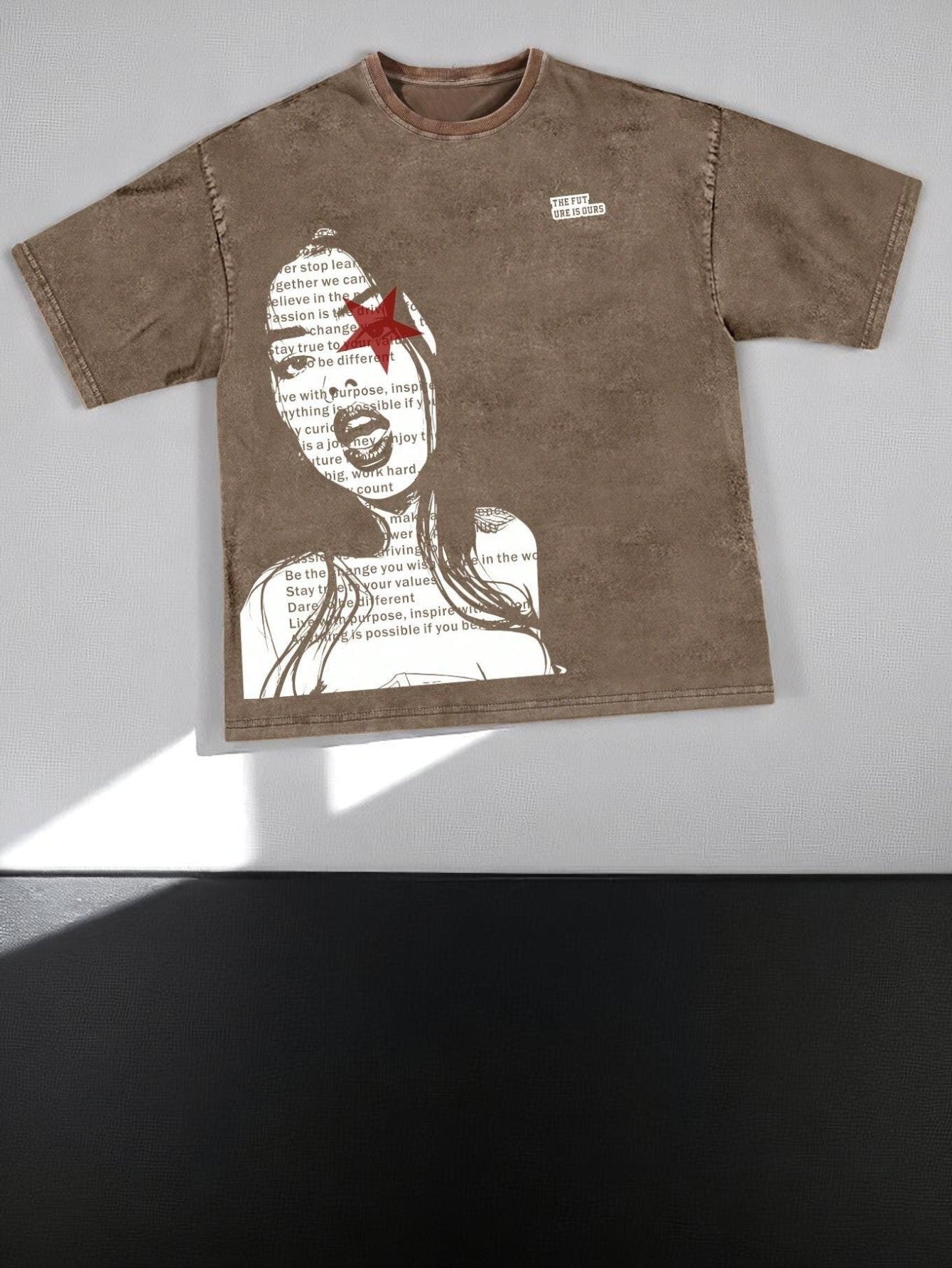 Men’s Oversized Distressed T-Shirt – Futury Lady T-Shirt