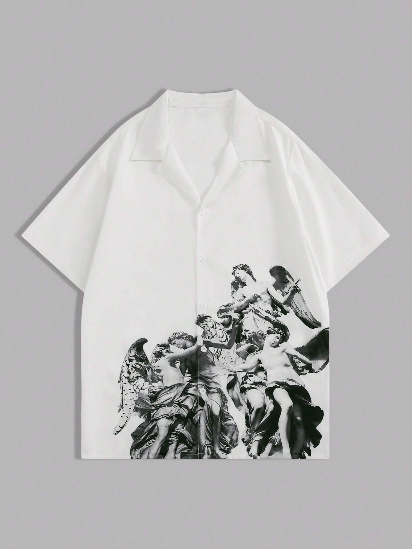 White Button-Up Shirt with Angels – Angel Legacy Shirt