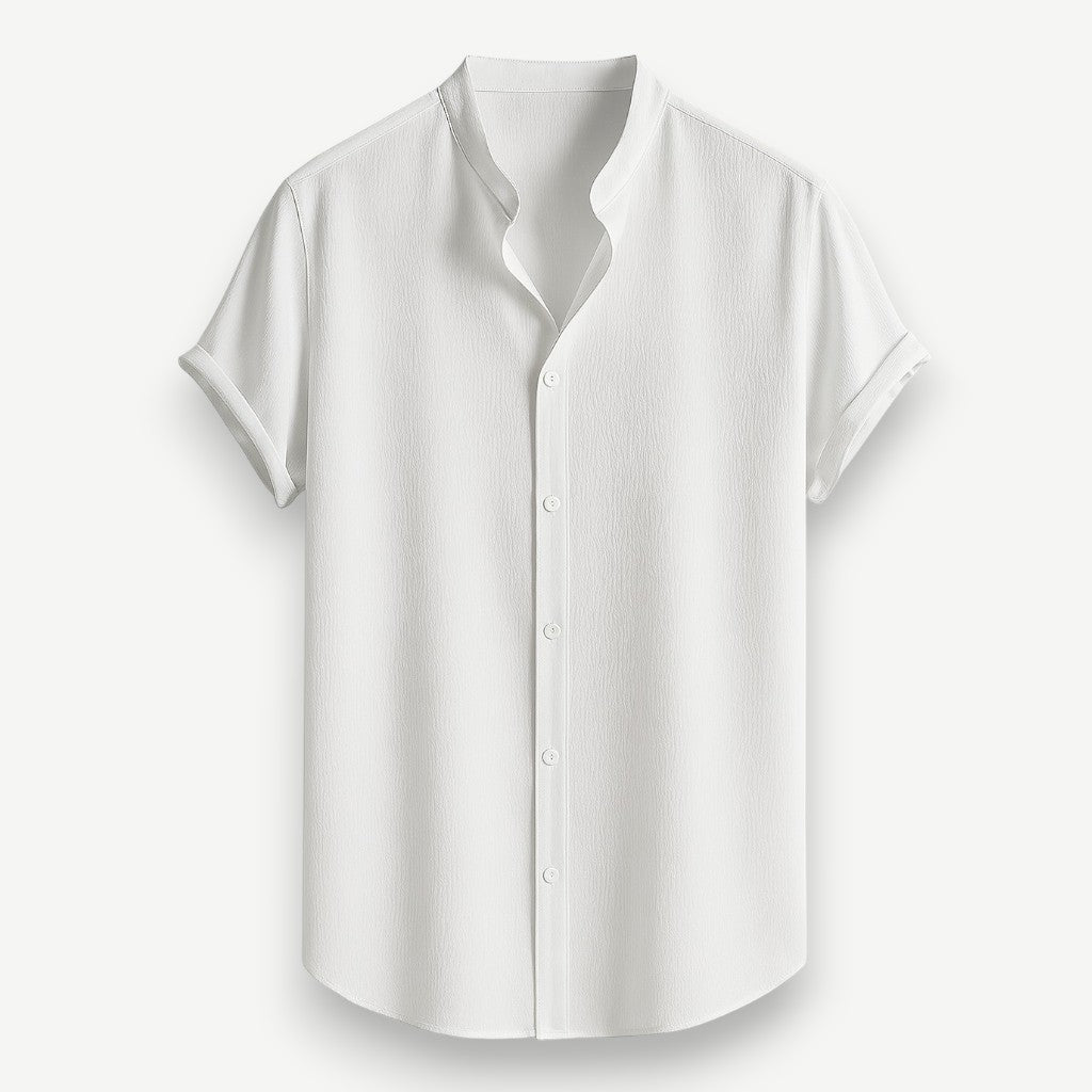 Men’s Grandad Collar Short Sleeve Shirt – Santorini Shirt
