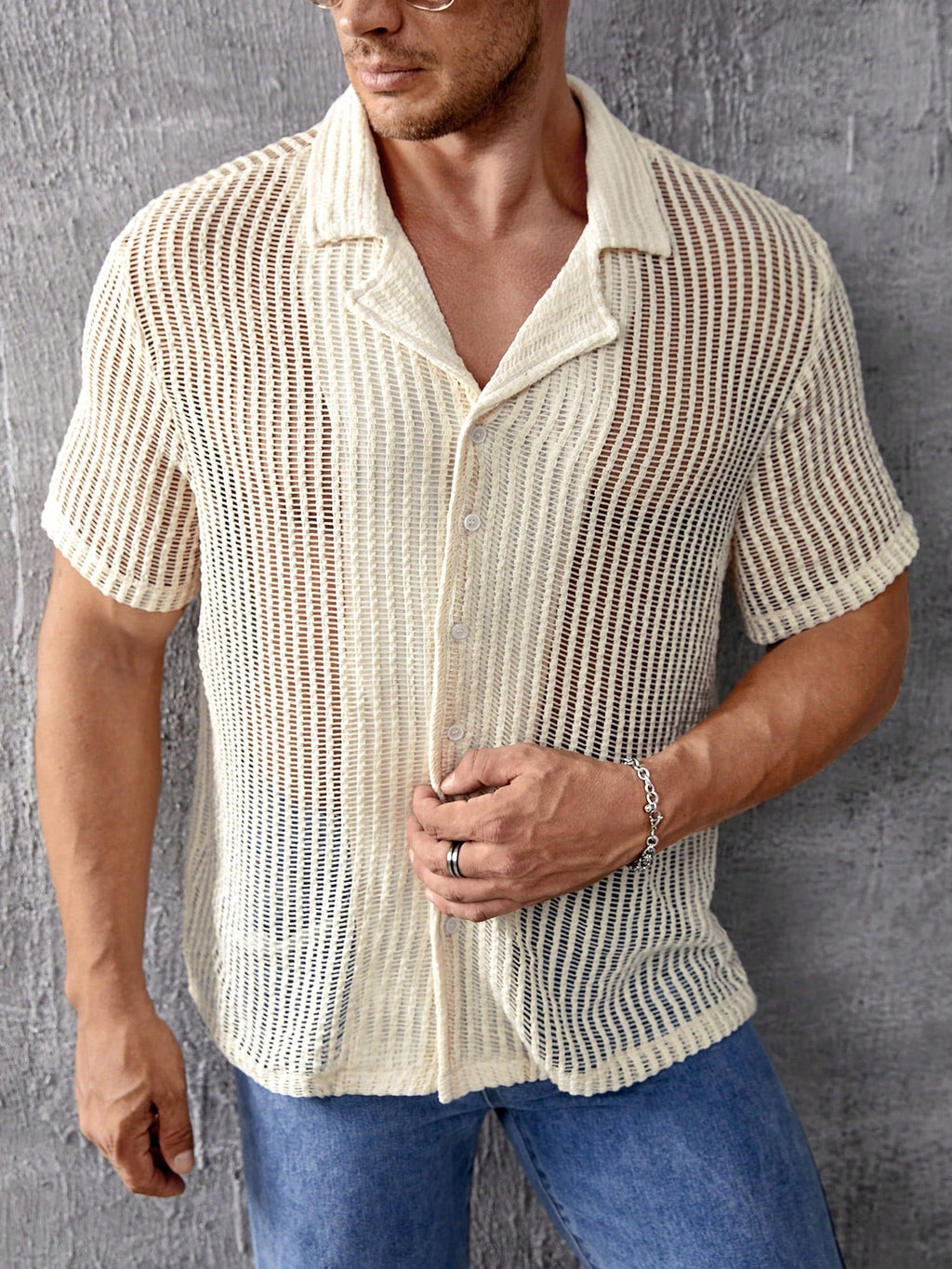 Men’s Knit Button-Down Shirt – Shirt