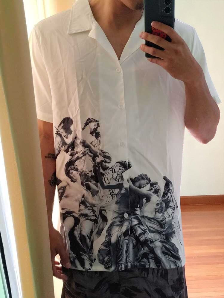 White Button-Up Shirt with Angels – Angel Legacy Shirt