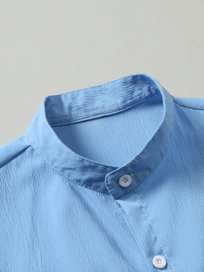 Men’s Grandad Collar Short Sleeve Shirt – Santorini Shirt