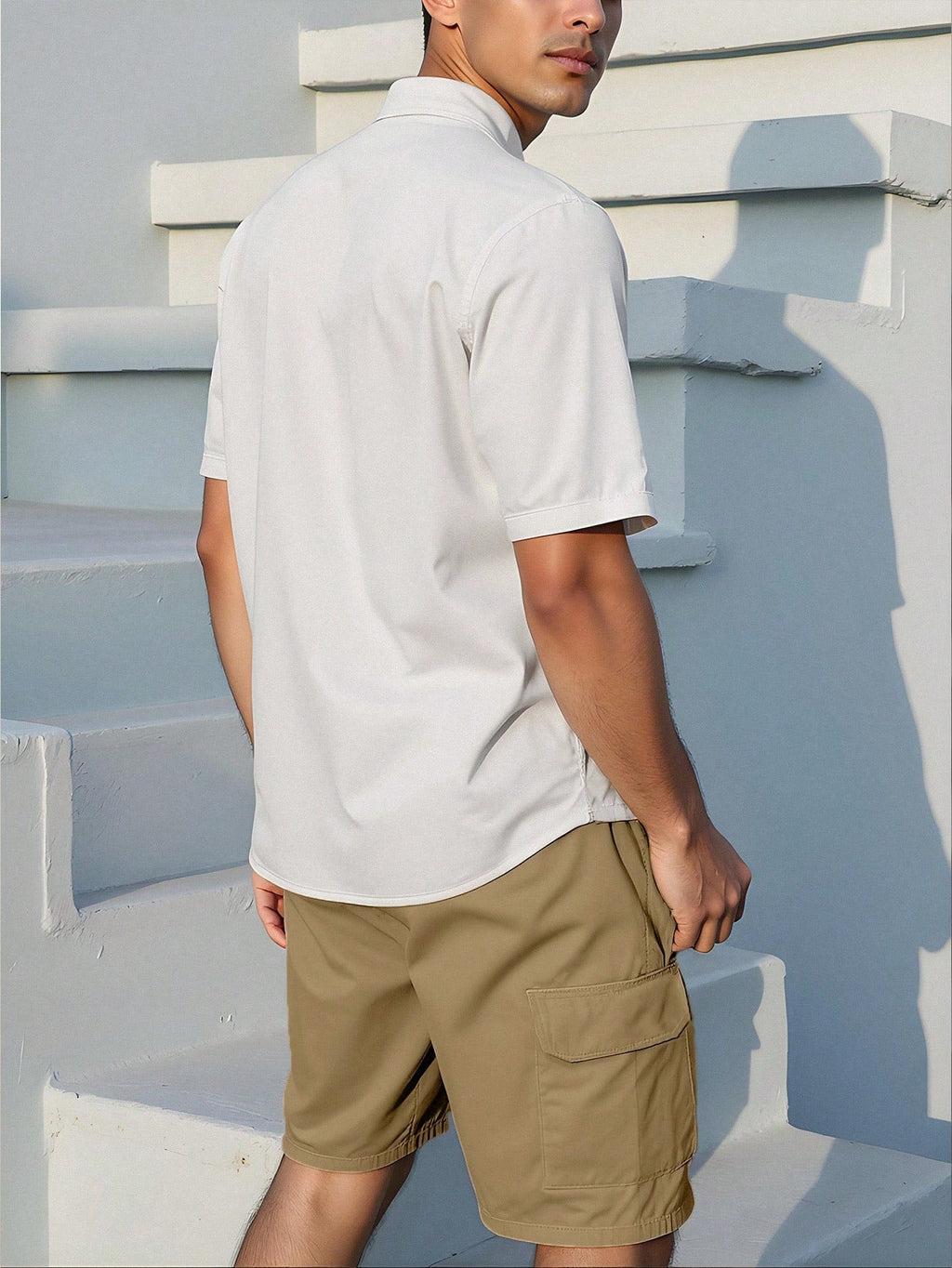 Men’s Grandad Collar Short Sleeve Shirt – Shirt