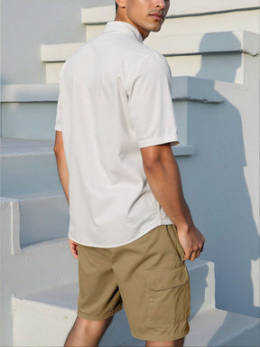 Men’s Grandad Collar Short Sleeve Shirt – Santorini Shirt
