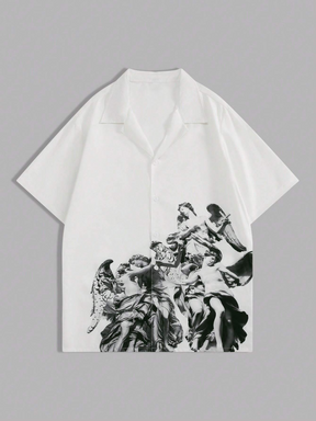 White Button-Up Shirt with Angels – Angel Legacy Shirt