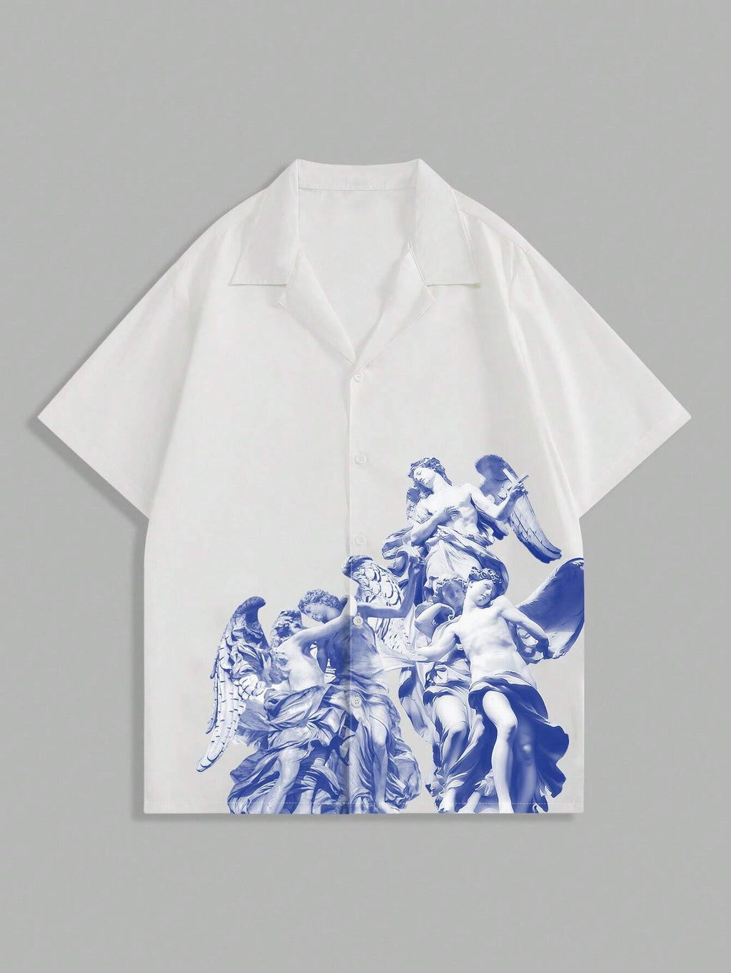 White Button-Up Shirt with Angels – Angel Legacy Shirt