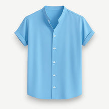 Men’s Grandad Collar Short Sleeve Shirt – Santorini Shirt