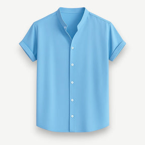 Men’s Grandad Collar Short Sleeve Shirt – Santorini Shirt